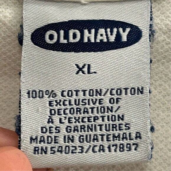 Old Navy Men's XL Ivory Polo Shirt American Flag Logo Short Sleeve - Picture 3 of 7